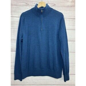 J.CREW Men’s Sweater Blue 100% Merino Wool Size M Lightweight 1/4 Zip
